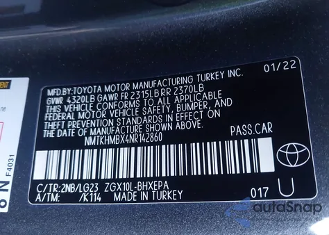 2022 Toyota C-Hr Limited z USA, uszkodzony, nr VIN NMTKHMBX4NR142860